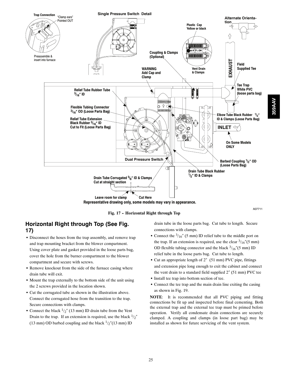 Horizontal right through top (see fig. 17) | Bryant 4-WAY MULTIPOISE 359AAV User Manual | Page 25 / 44