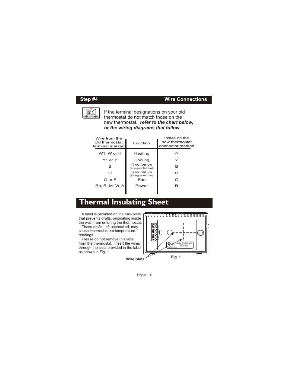 Thermal insulating sheet, Step #4 wire connections | Bryant TSTATBBNQ001 User Manual | Page 11 / 24