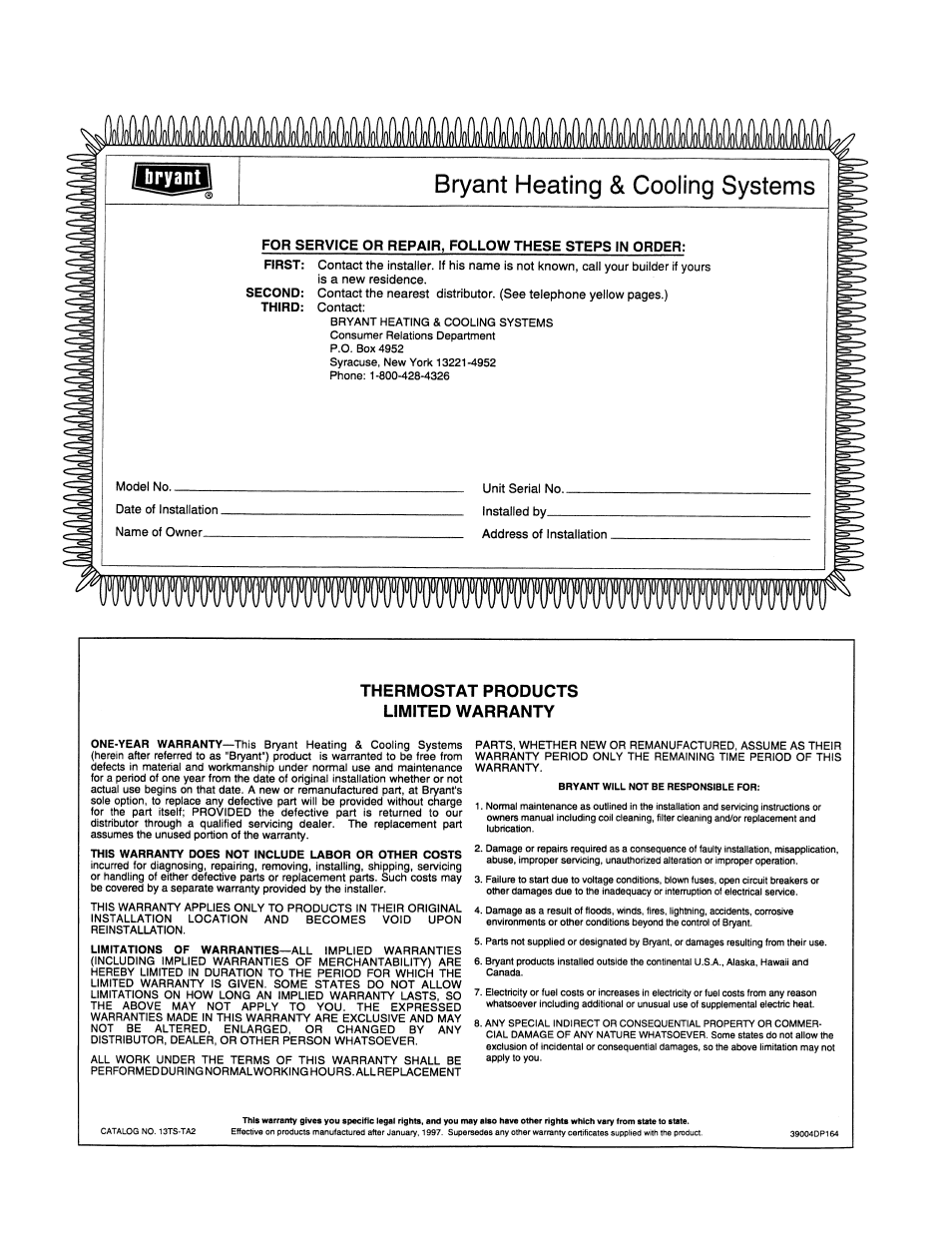 Bryant P/N TSTATBBP220-01 User Manual | Page 6 / 8