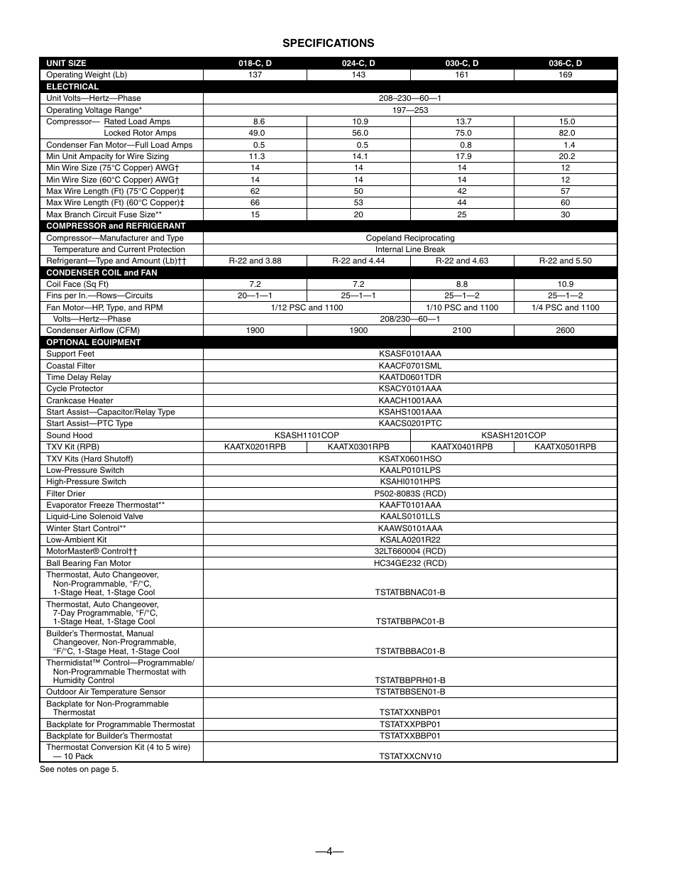 4— specifications | Bryant 593C User Manual | Page 4 / 28