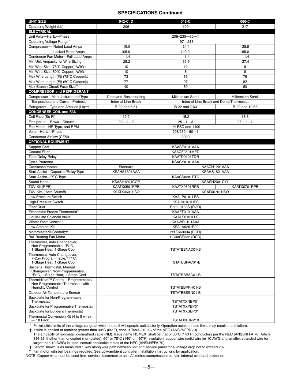 5— specifications continued | Bryant 593C User Manual | Page 5 / 28