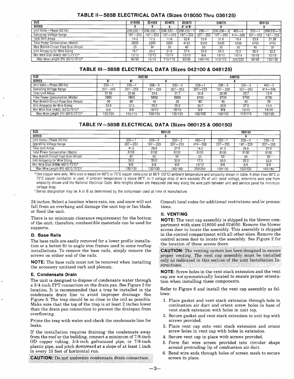 D. base rails, E. condensate drain, Ii. venting | 2% of | Bryant 585B User Manual | Page 3 / 14
