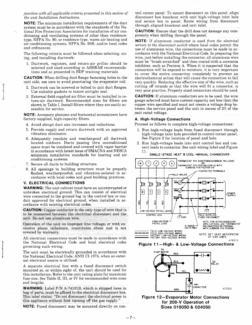 V. electrical connections, A. high-voltage connections, Figure 11 —high- & low-voltage connections | Bryant 585B User Manual | Page 7 / 14