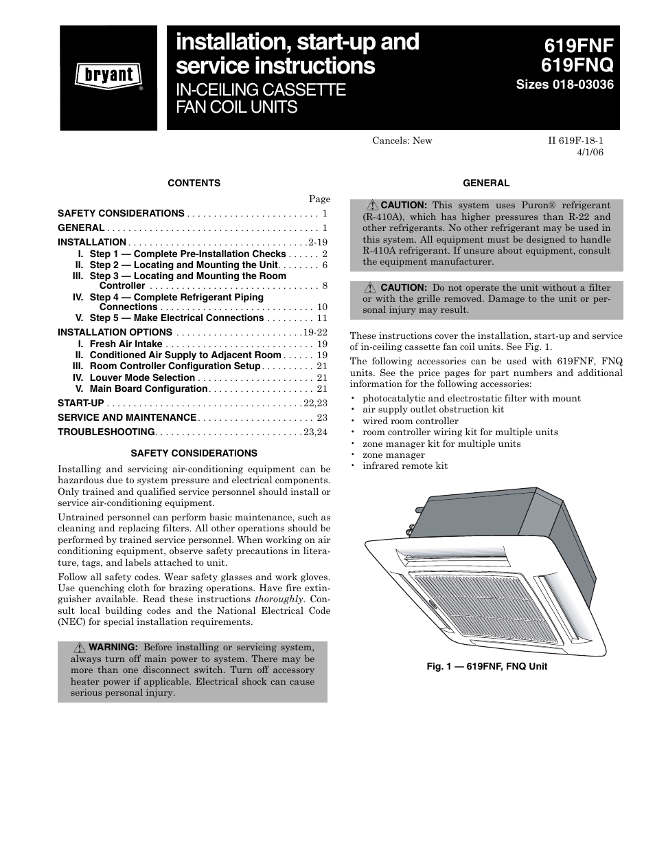 Bryant 619FNQ User Manual | 24 pages