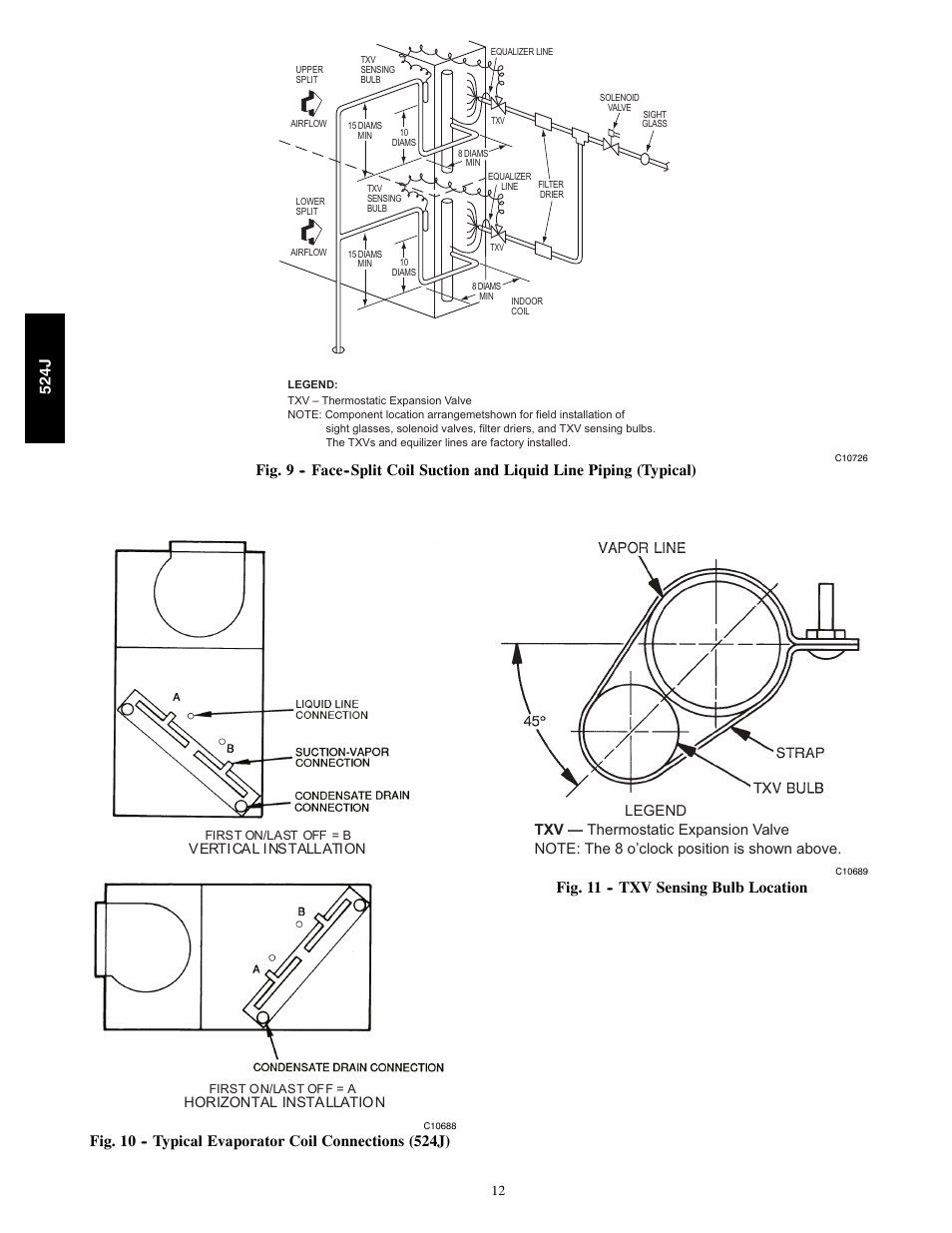 Verti cal i nstallati on, Horizontal installatio n | Bryant 524J User Manual | Page 12 / 36