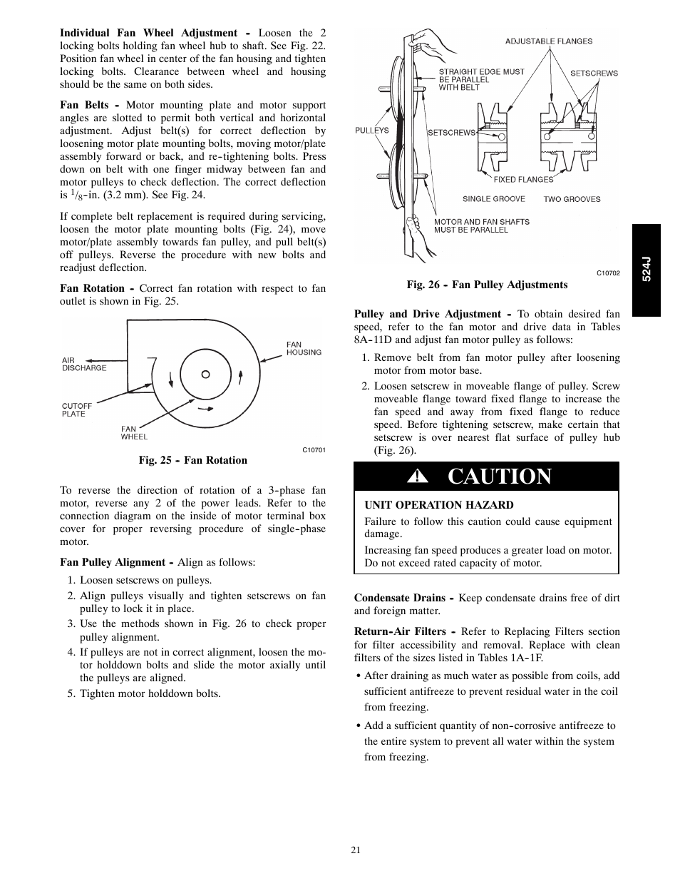 Caution | Bryant 524J User Manual | Page 21 / 36