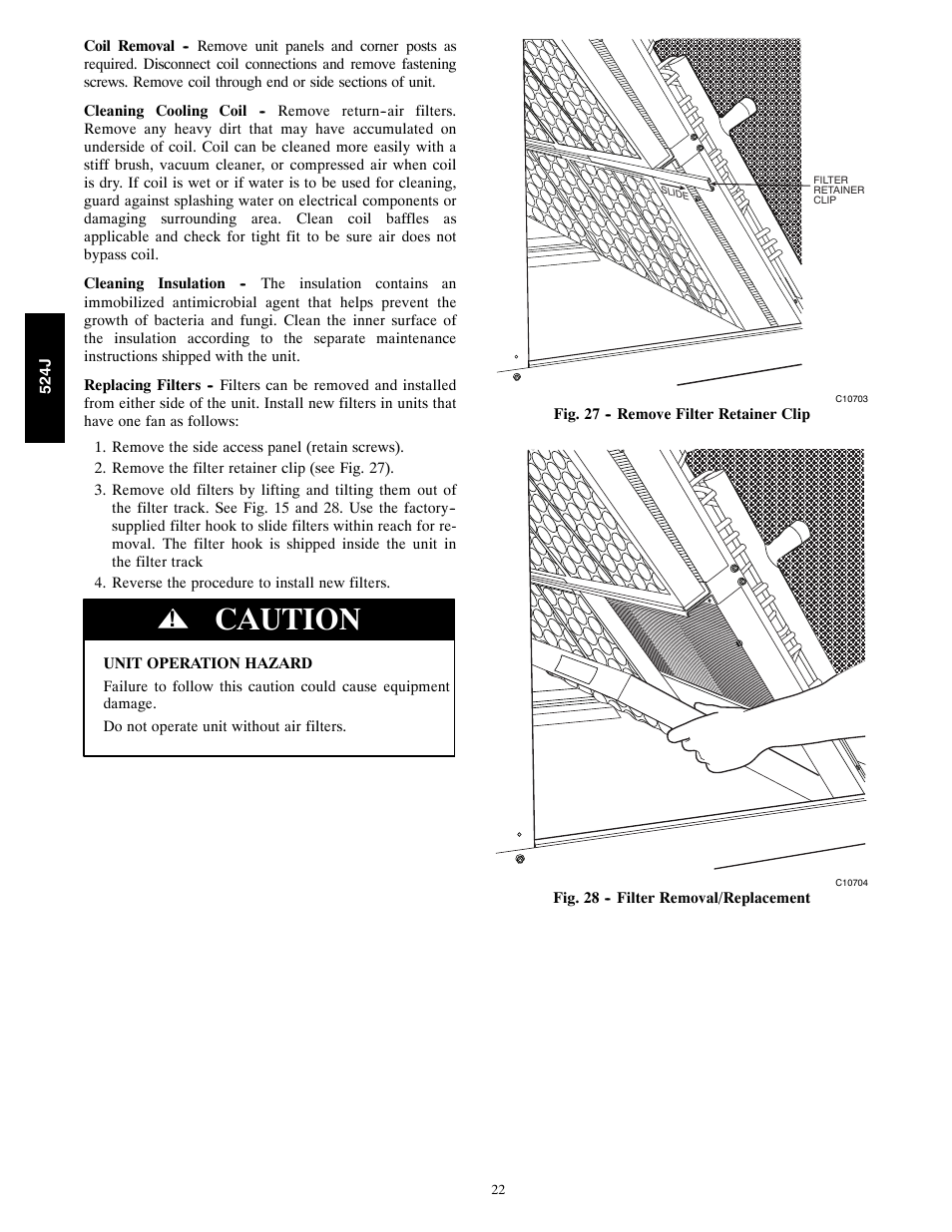Caution | Bryant 524J User Manual | Page 22 / 36