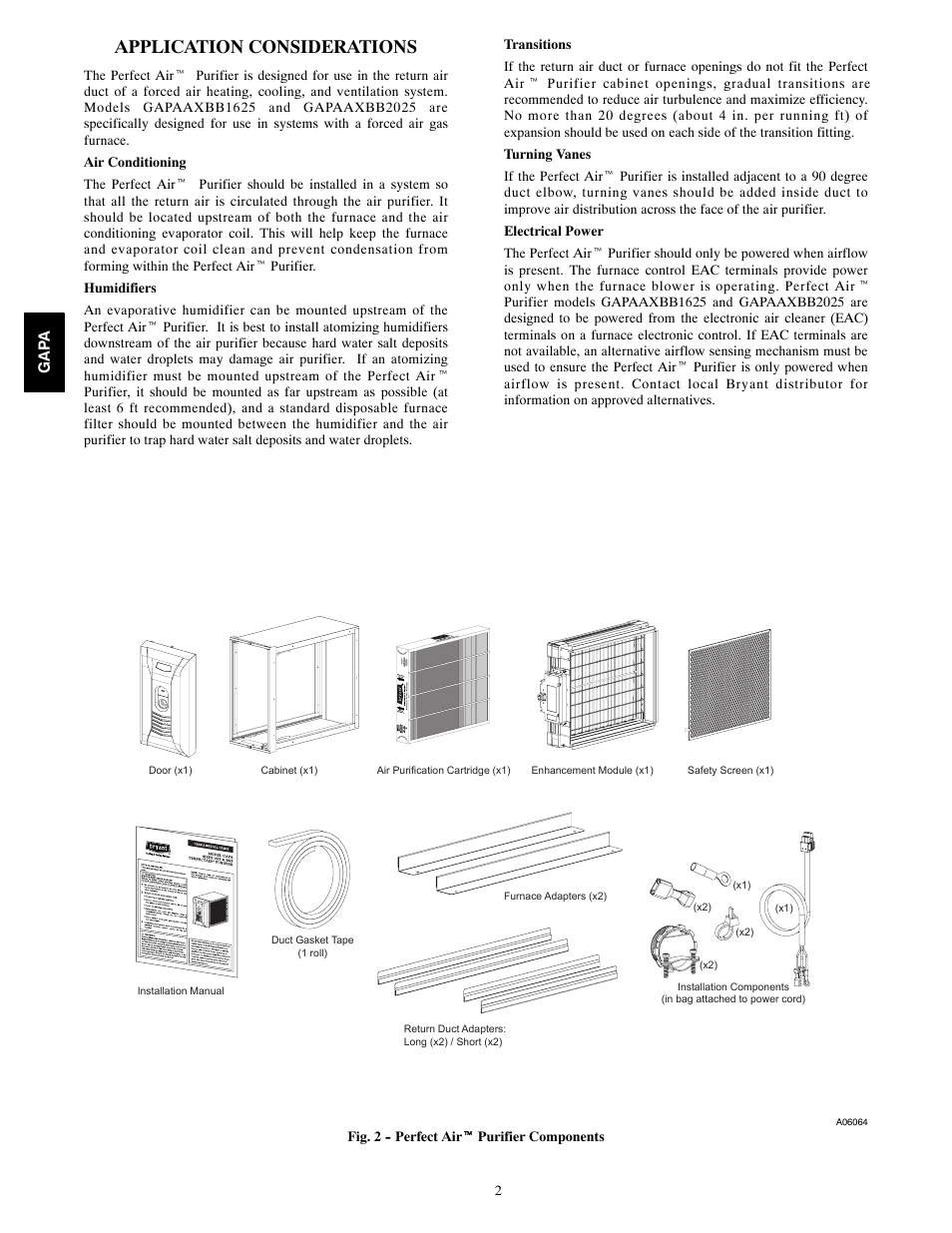 Application considerations | Bryant GAPAAXBB1625 User Manual | Page 2 / 10