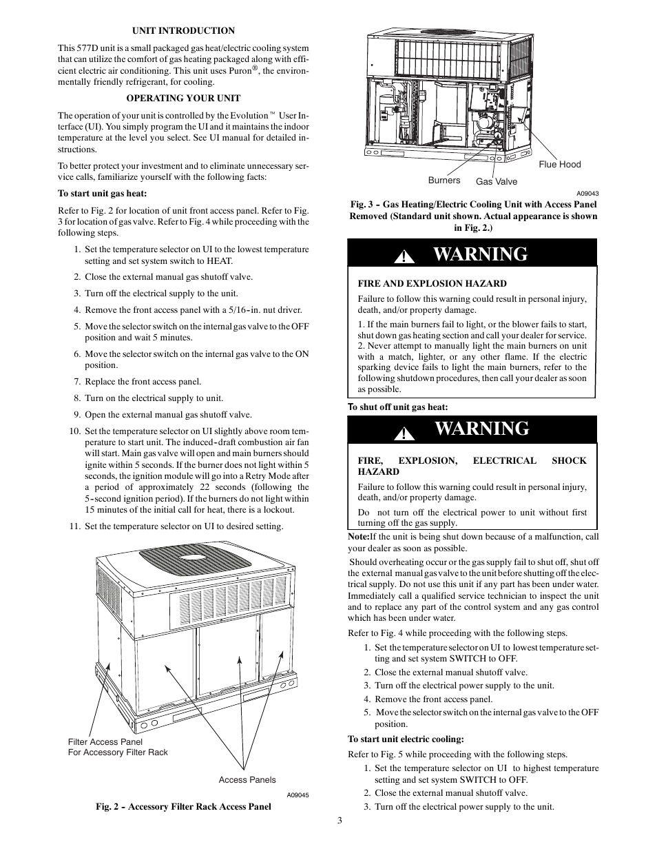 Warning | Bryant Single Packaged And Gas Furnace System 577D User Manual | Page 3 / 8