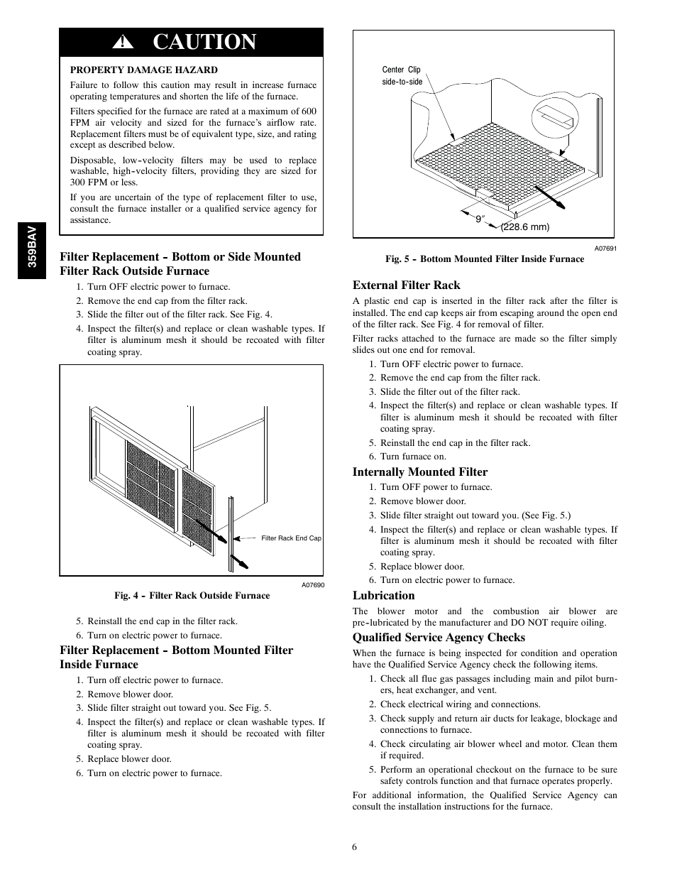 Caution | Bryant 359BAV User Manual | Page 6 / 8