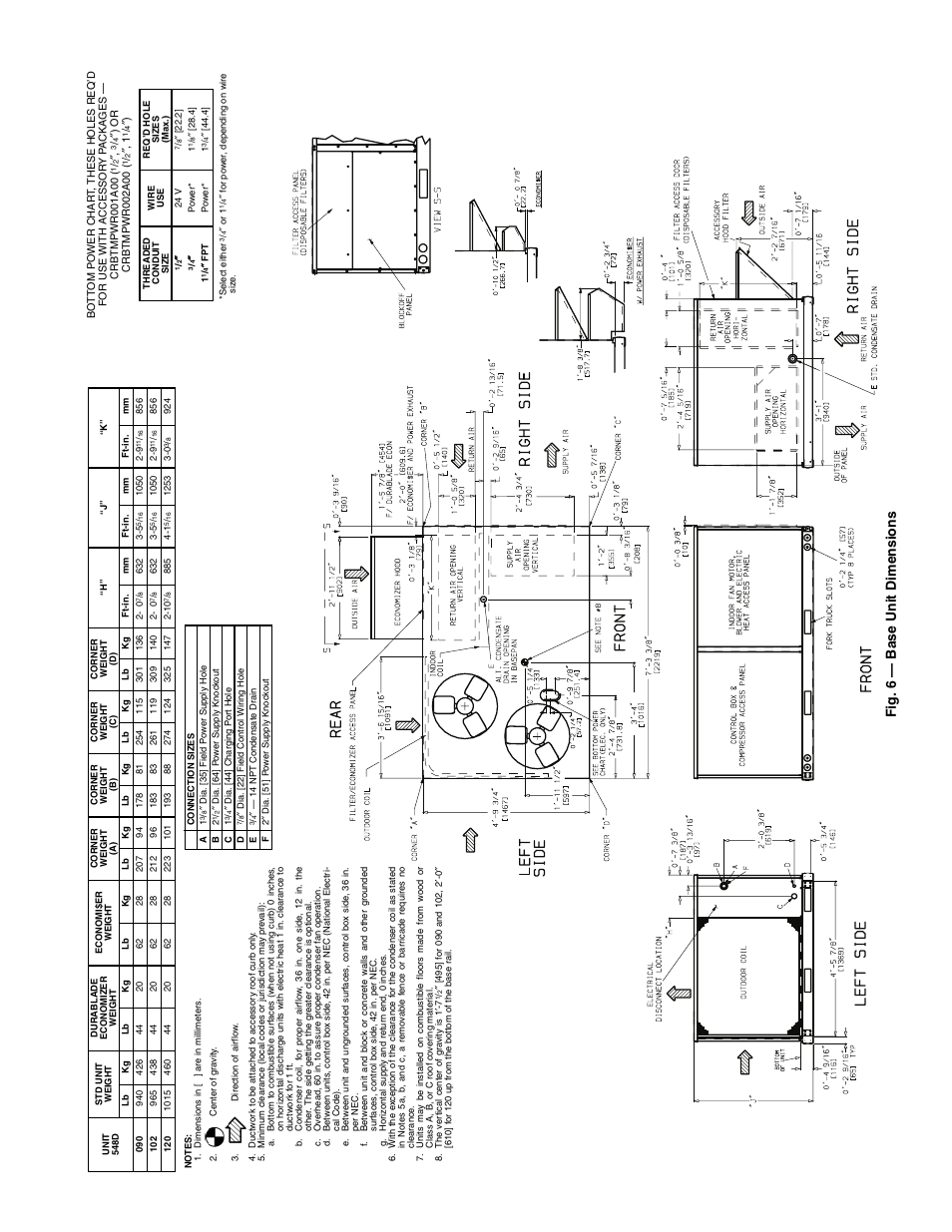 Fig. 6 — bas e uni t dime nsi ons | Bryant 548D User Manual | Page 5 / 40