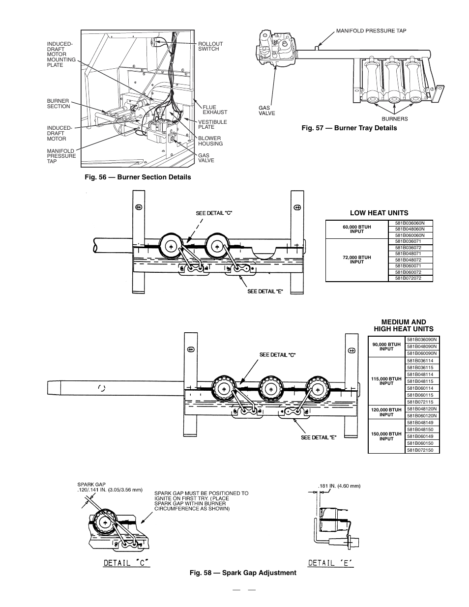 Medium and high heat units | Bryant DURAPAC PLUS 581B User Manual | Page 43 / 52