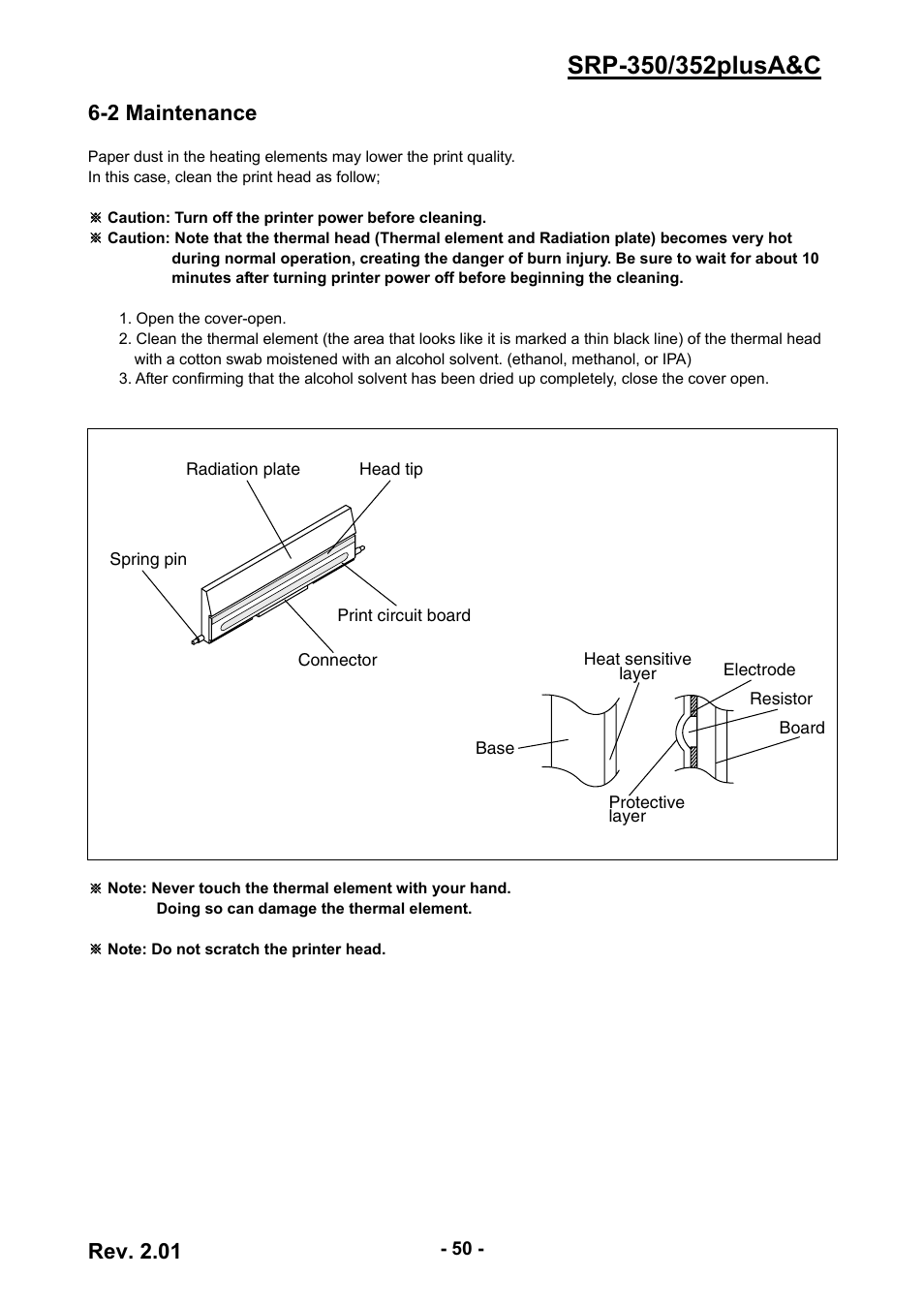 2 maintenance, Rev. 2.01 | BIXOLON 352plusA User Manual | Page 50 / 59