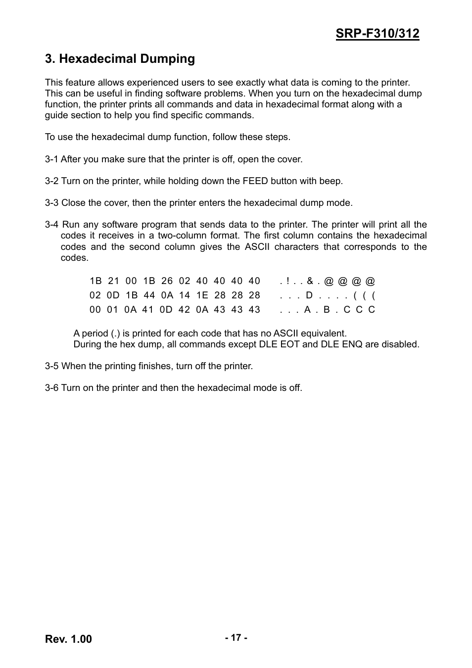 Hexadecimal dumping | BIXOLON SRP-F312 User Manual | Page 17 / 19