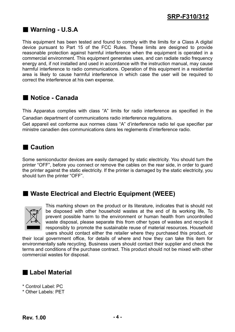 BIXOLON SRP-F312 User Manual | Page 4 / 19