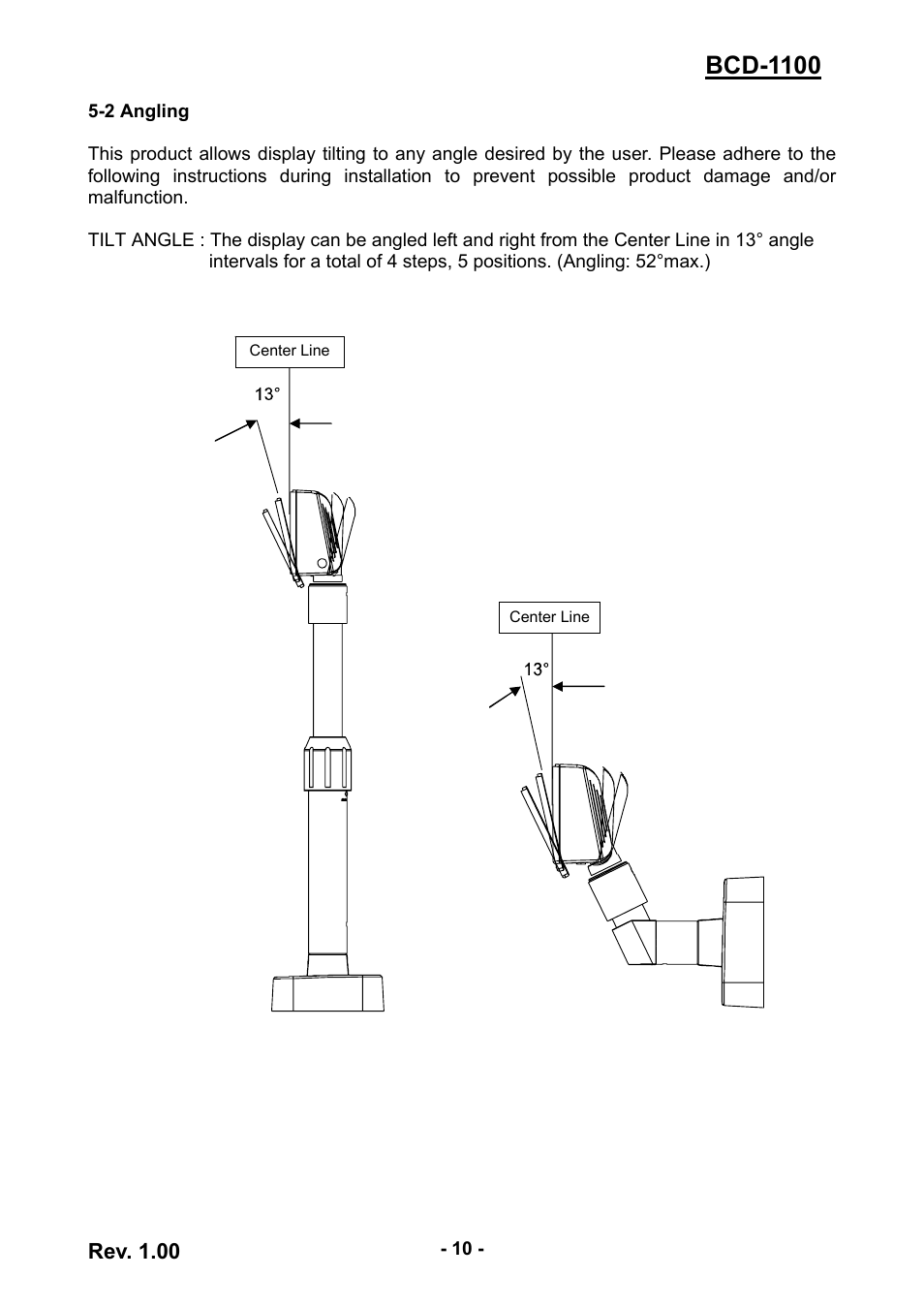 2 angling, Bcd-1100, Rev. 1.00 | BIXOLON BCD-1100 User Manual | Page 10 / 18