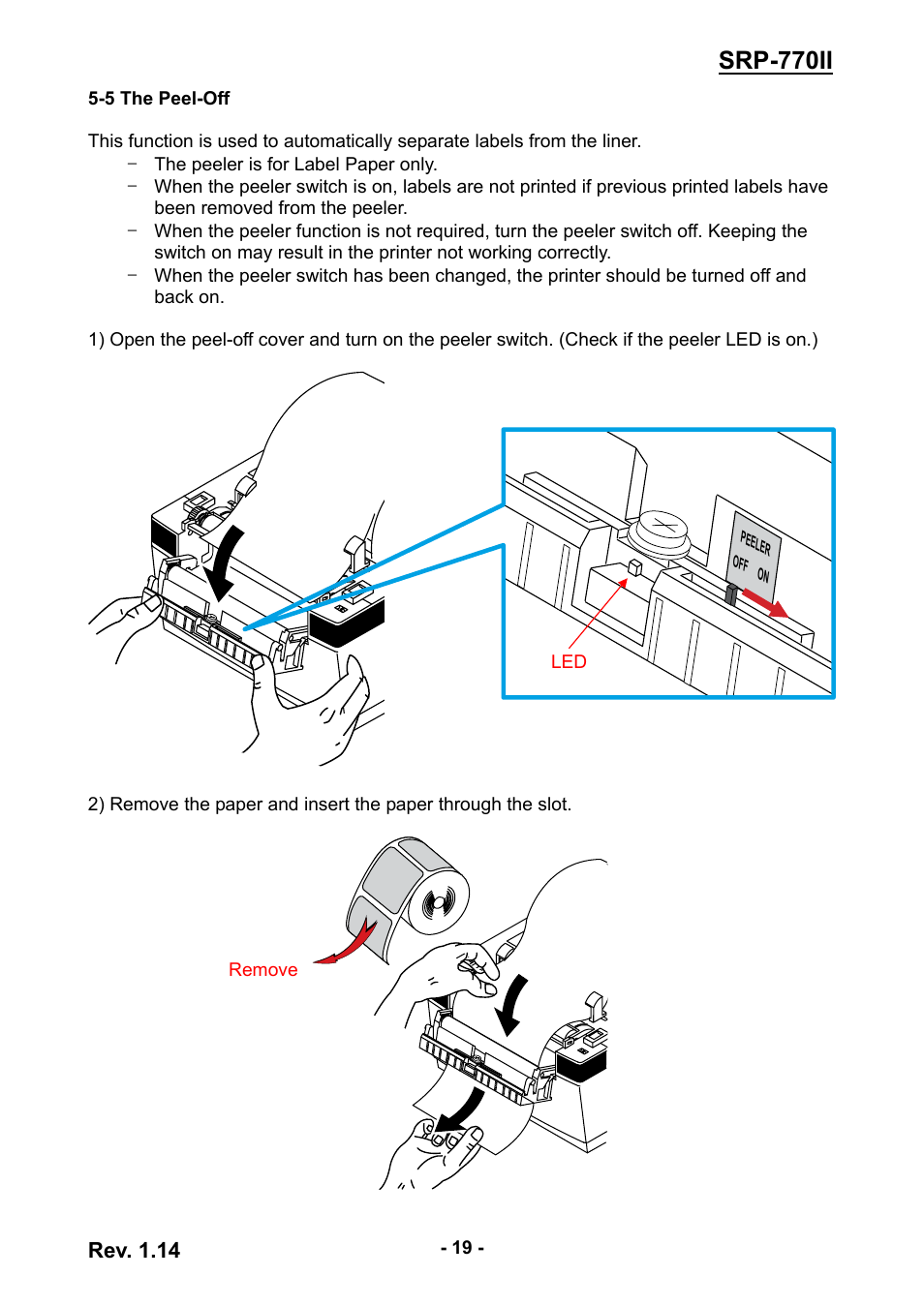 5 the peel-off, Srp-770ii | BIXOLON label printer SRP-770II User Manual | Page 19 / 25