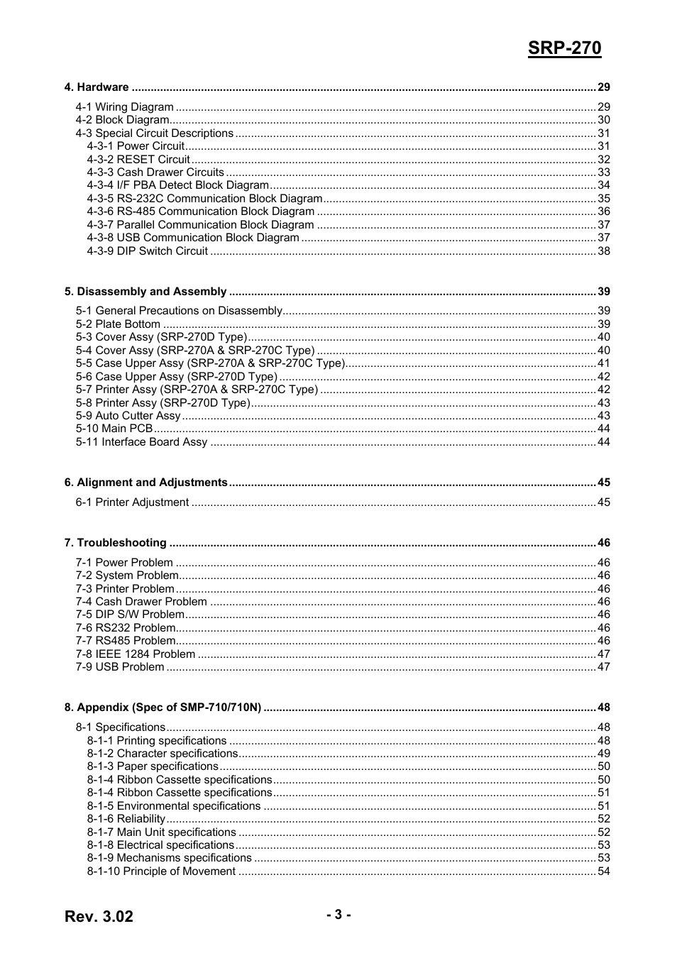 Srp-270, Rev. 3.02 | BIXOLON IMPACT PRINTER SRP-270 User Manual | Page 3 / 85