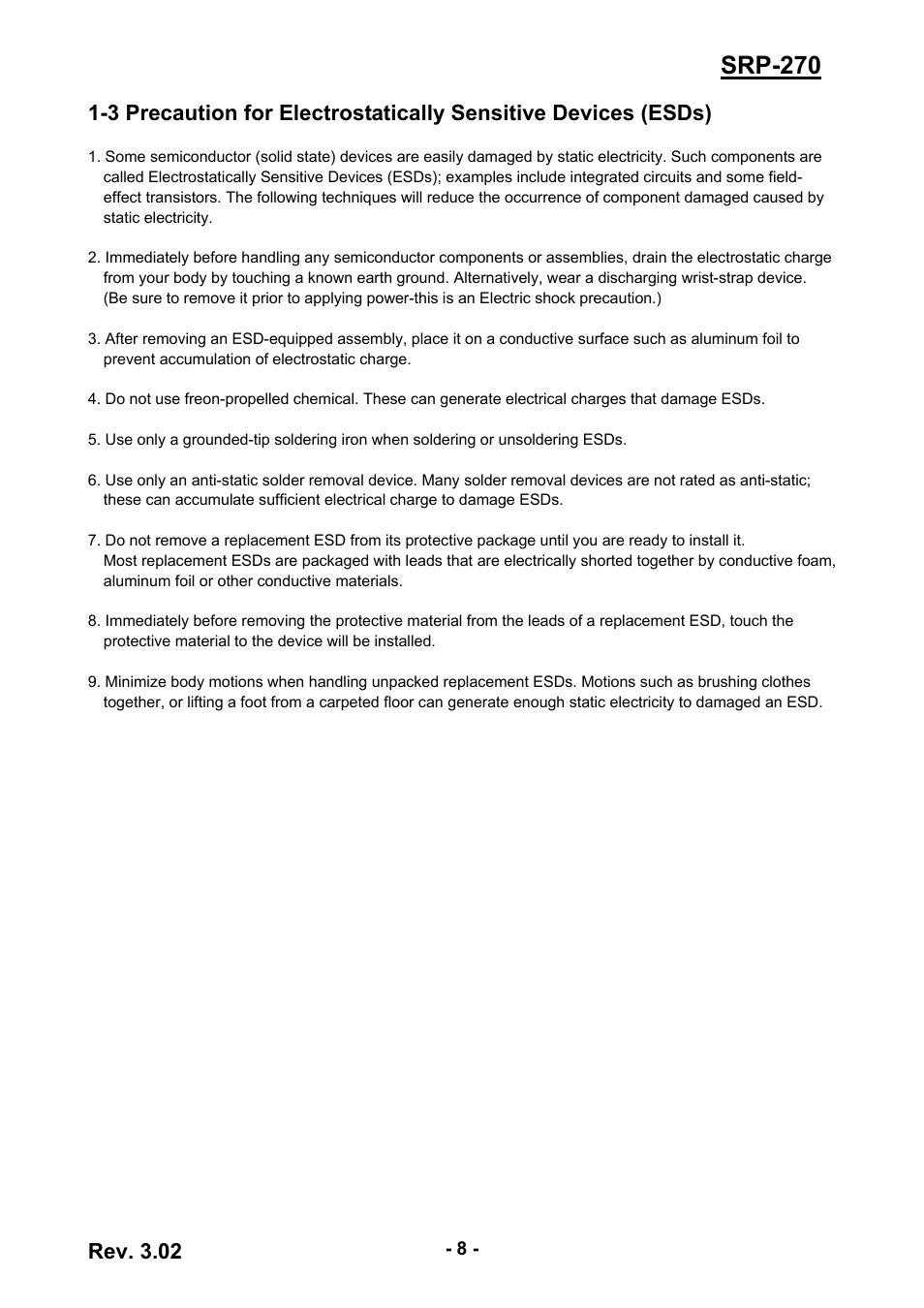 Srp-270, Rev. 3.02 | BIXOLON IMPACT PRINTER SRP-270 User Manual | Page 8 / 85