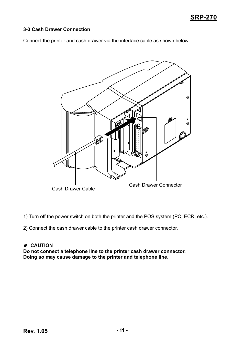 3 cash drawer connection, Srp-270 | BIXOLON SRP-270 User Manual | Page 11 / 31