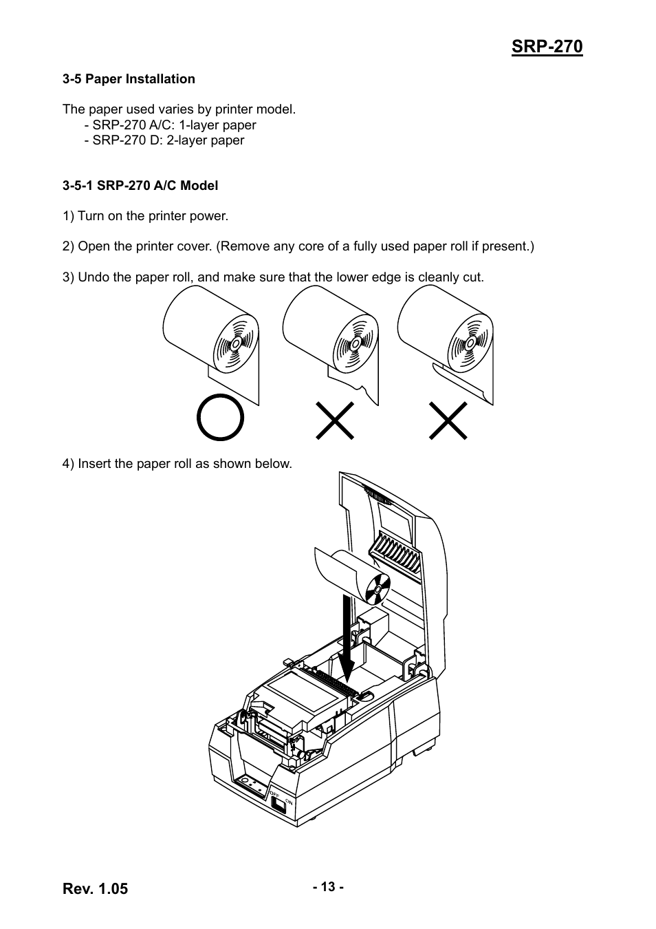 5 paper installation, Srp-270 | BIXOLON SRP-270 User Manual | Page 13 / 31