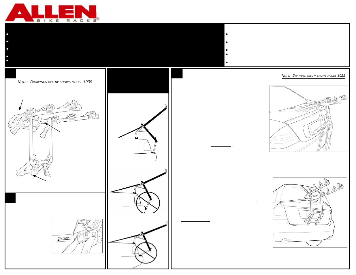 Allen Sports 104S User Manual | 2 pages