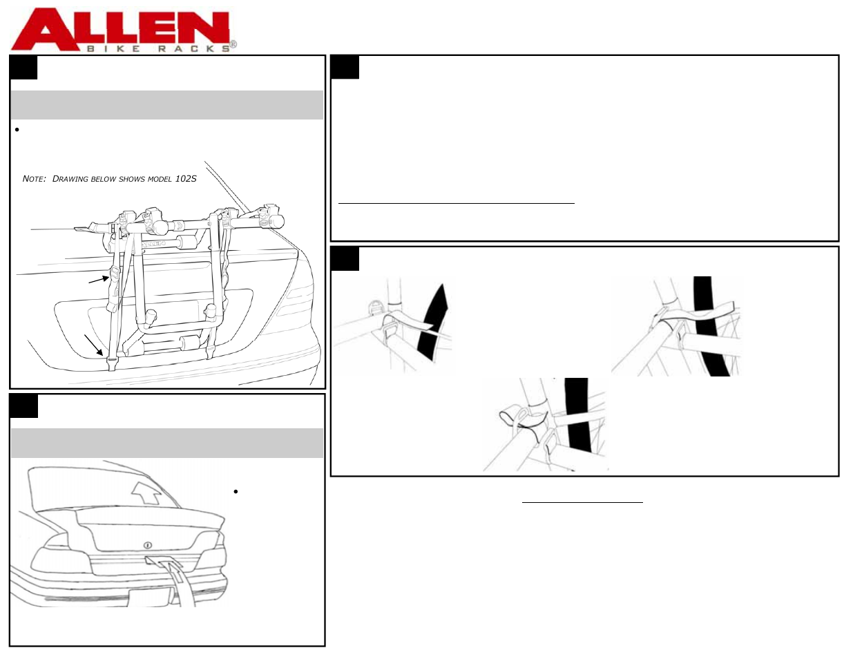 Model 104s instructions, Lternate, Method | Bot- tom, Straps, Oading, Icycles, Ecuring, Ikes, Bottom | Allen Sports 104S User Manual | Page 2 / 2