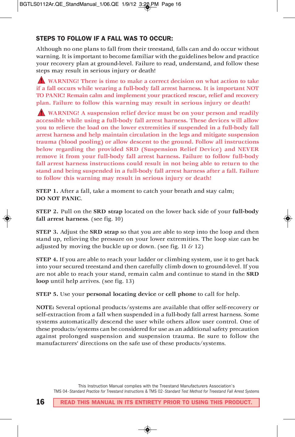 Big Game Treestands CR4250-S User Manual | Page 13 / 30