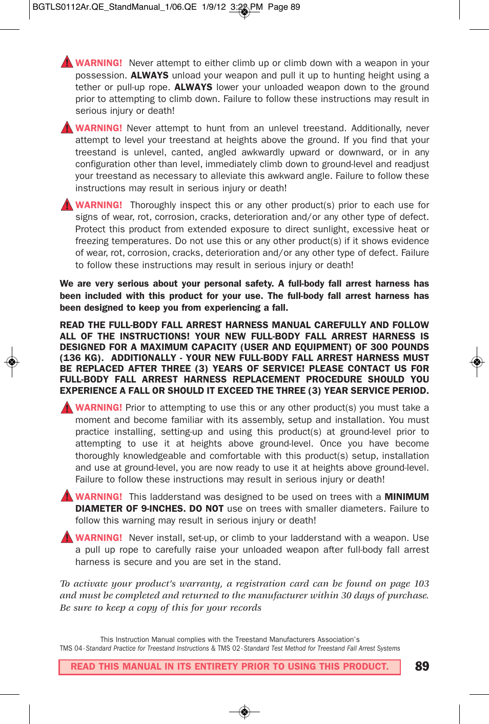 Big Game Treestands CR4250-S User Manual | Page 22 / 30