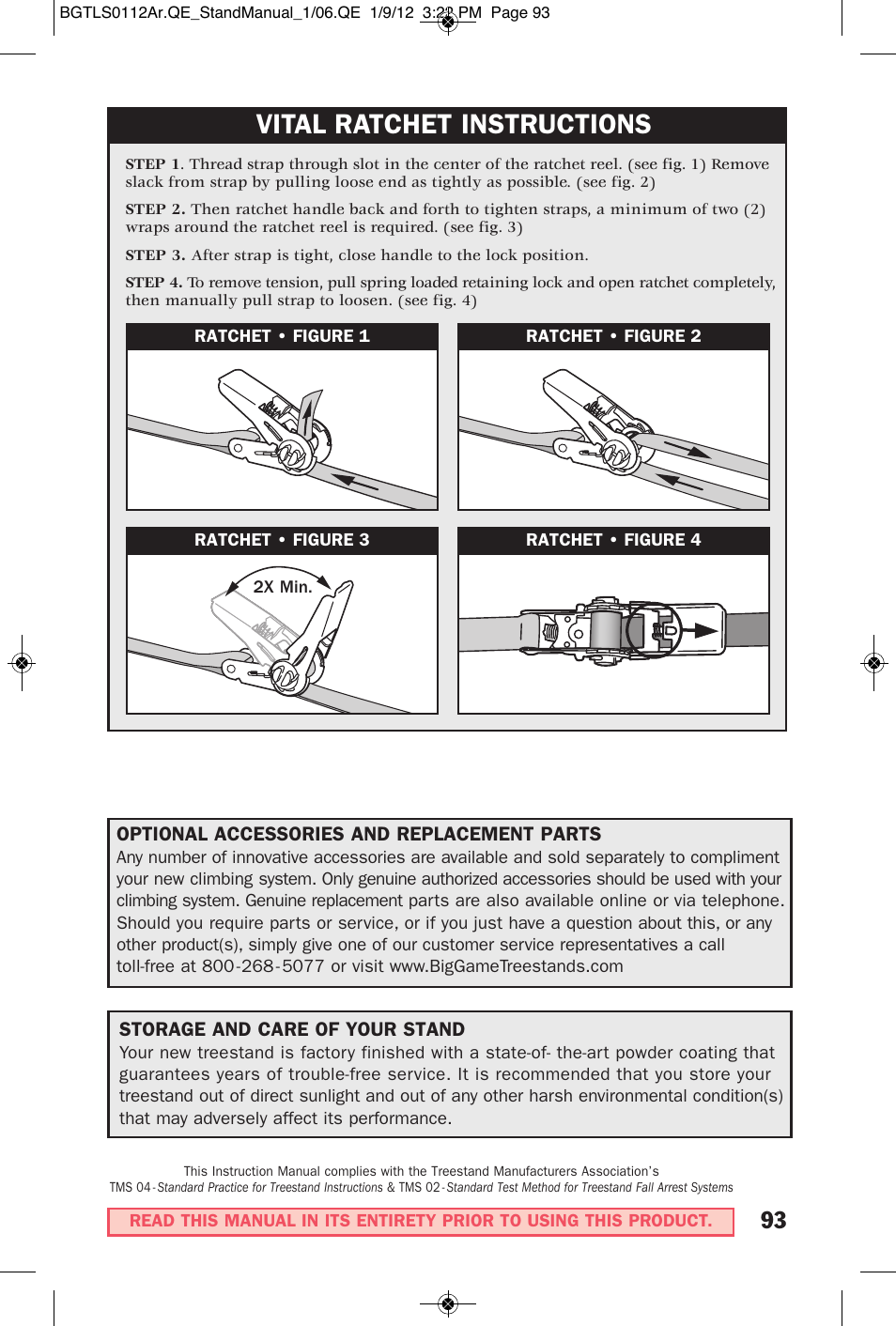 Vital ratchet instructions | Big Game Treestands CR4250-S User Manual | Page 26 / 30