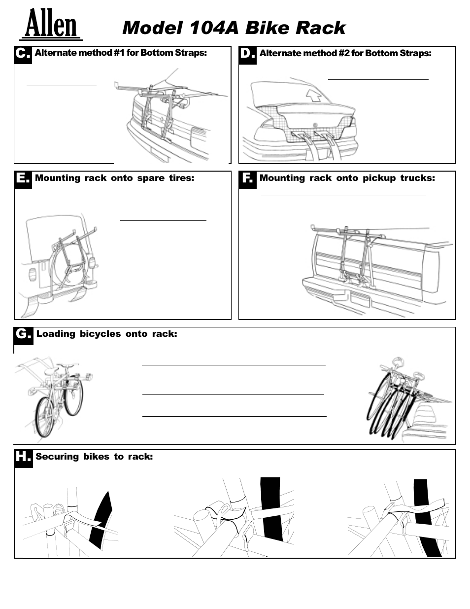 Allen, Model 104a bike rack | Allen Sports 104AB User Manual | Page 2 / 2