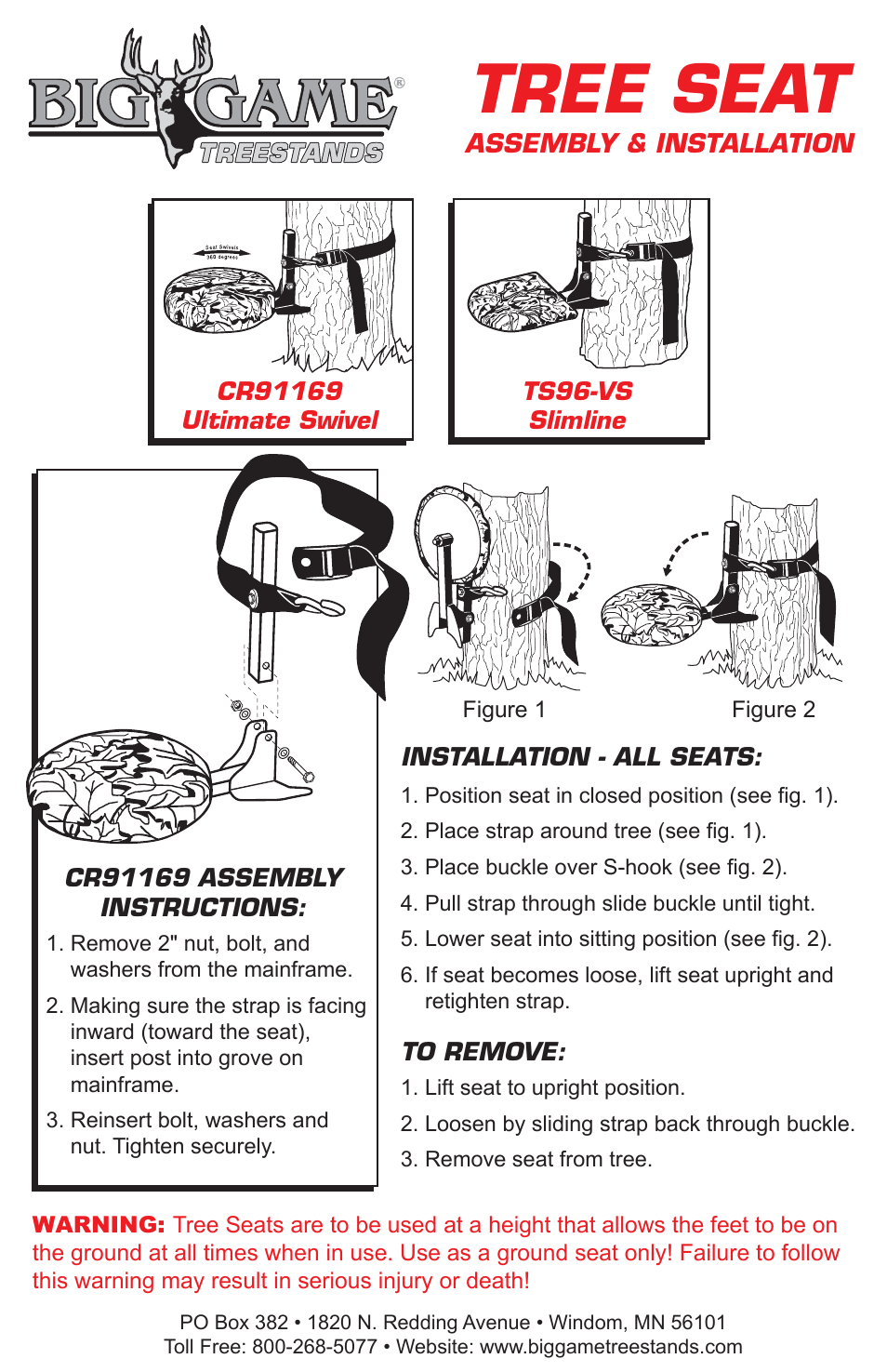 Big Game Treestands Big Game Tree Seat CR91169 User Manual | 1 page