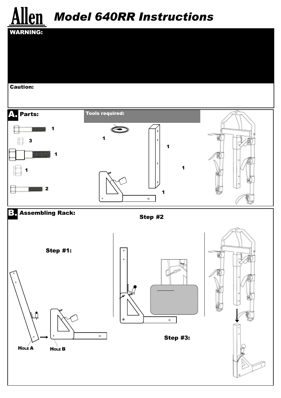 Allen Sports 640RR User Manual | 2 pages