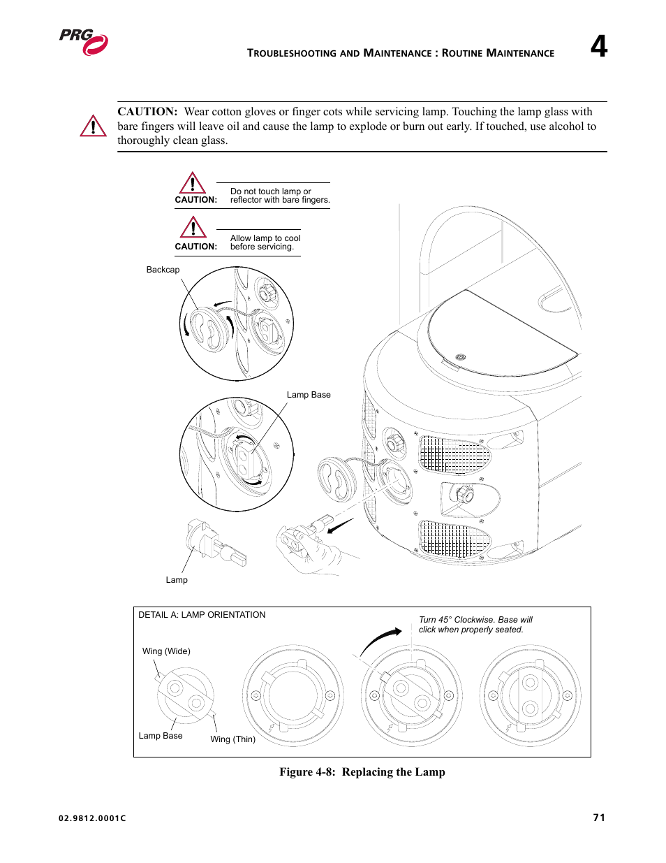 Figure 4-8, Position new lamp as shown in | Bad Boy Mowers BAD BOY 02.9812.0001C User Manual | Page 81 / 102