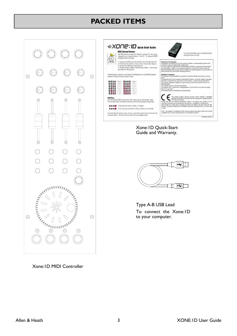 Packed items | Allen&Heath XONE:1D User Guide User Manual | Page 3 / 14