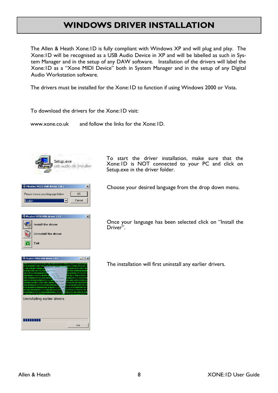 Windows driver installation | Allen&Heath XONE:1D User Guide User Manual | Page 8 / 14