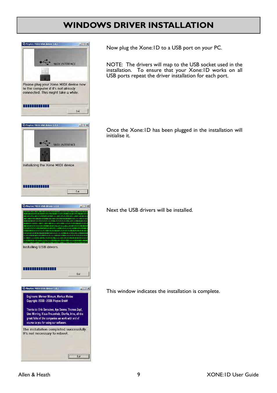 Windows driver installation | Allen&Heath XONE:1D User Guide User Manual | Page 9 / 14