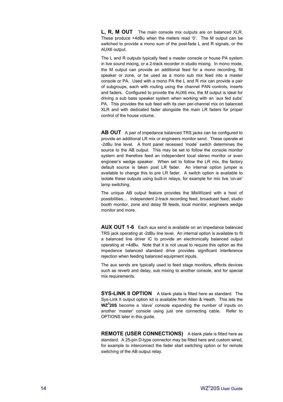 Allen&Heath MIXWIZARD3 20S User Manual | Page 14 / 32