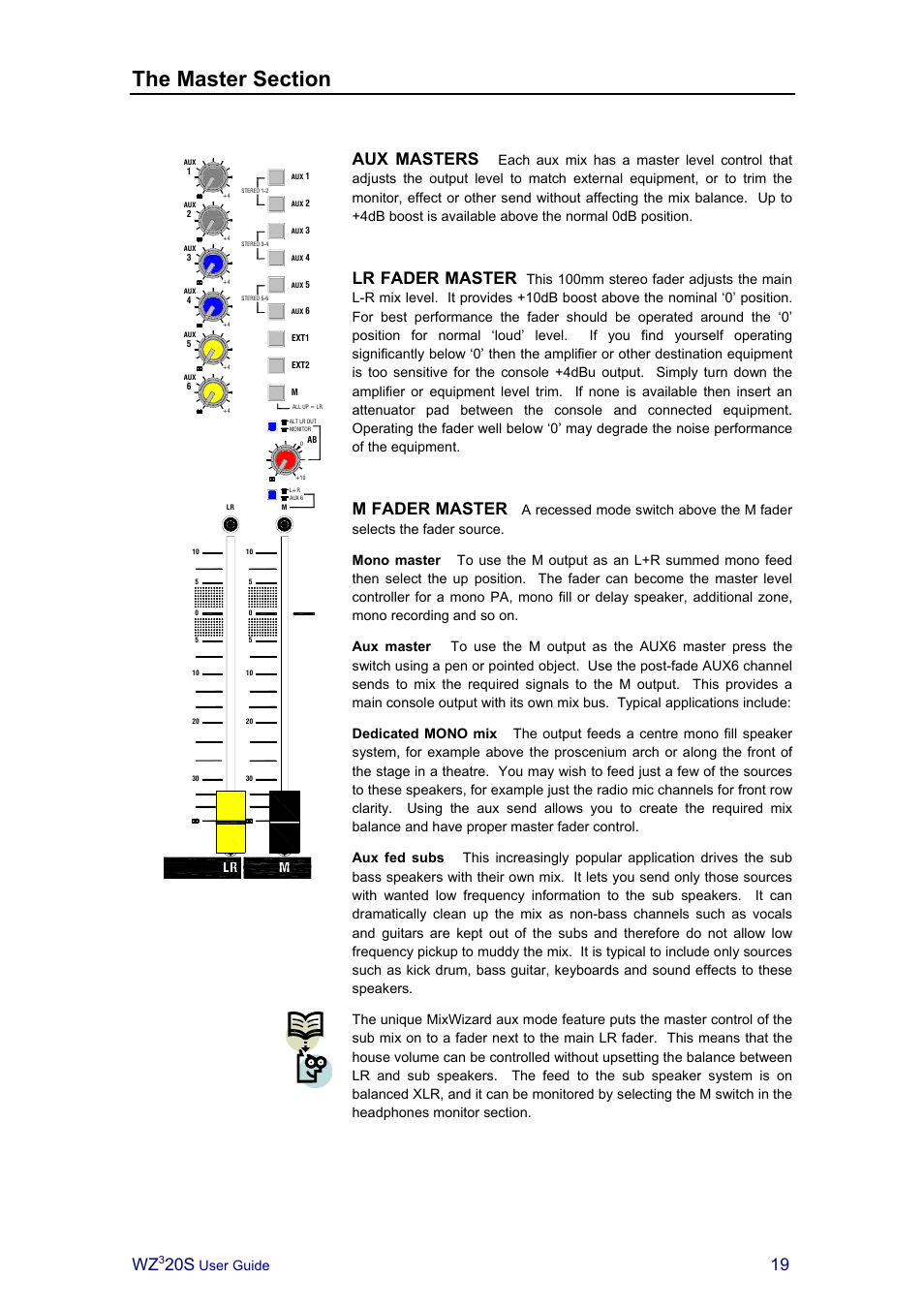 Aux masters, Lr fader master, M fader master | User guide | Allen&Heath MIXWIZARD3 20S User Manual | Page 19 / 32