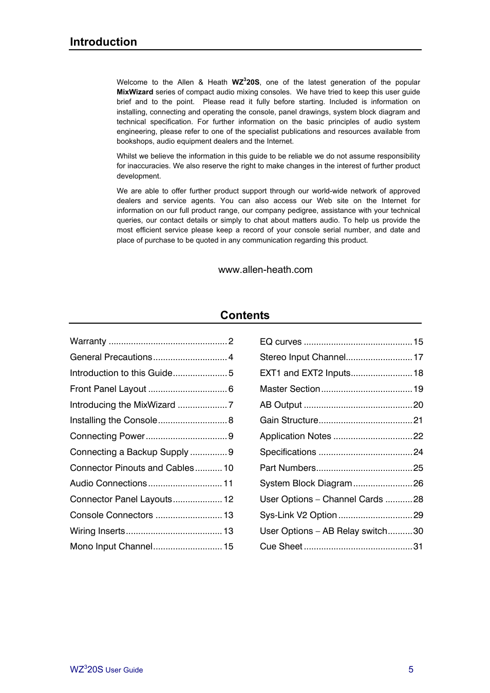 Allen&Heath MIXWIZARD3 20S User Manual | Page 5 / 32