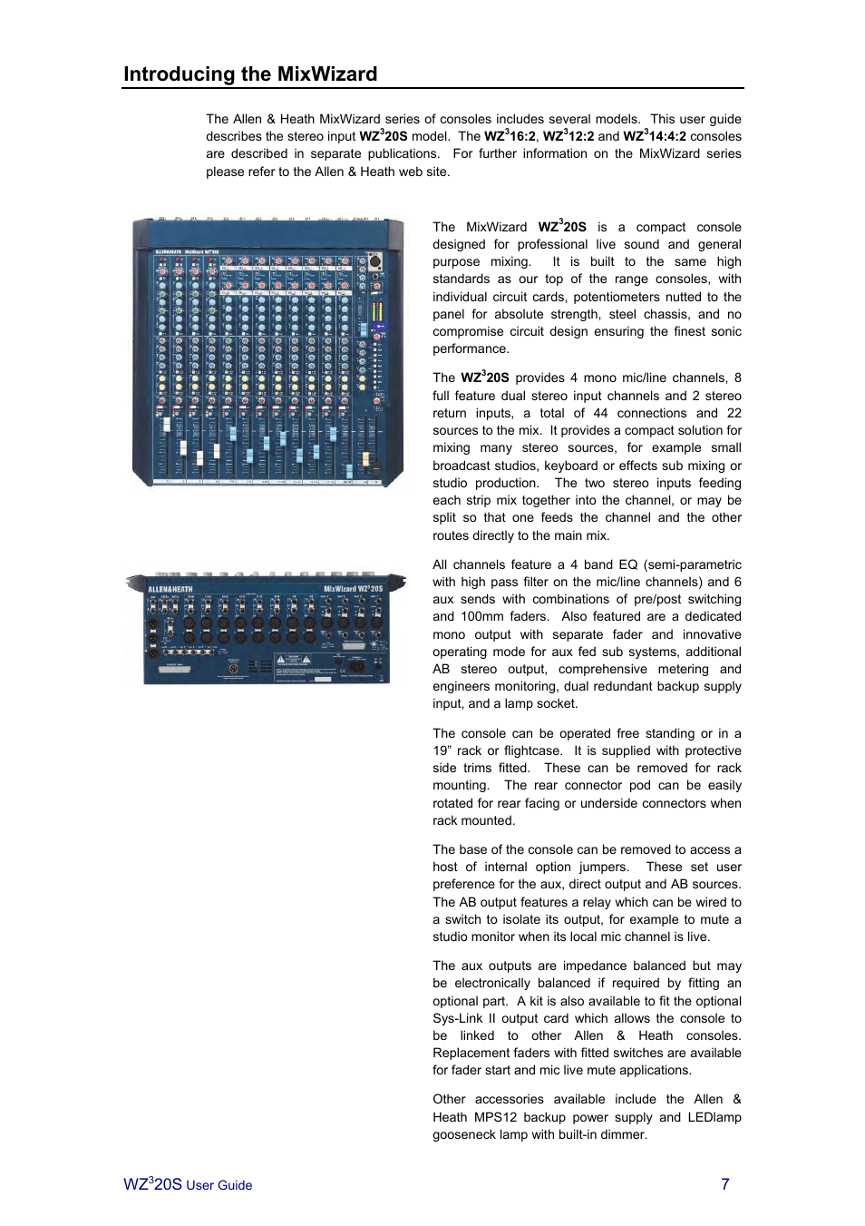 Introducing the mixwizard | Allen&Heath MIXWIZARD3 20S User Manual | Page 7 / 32