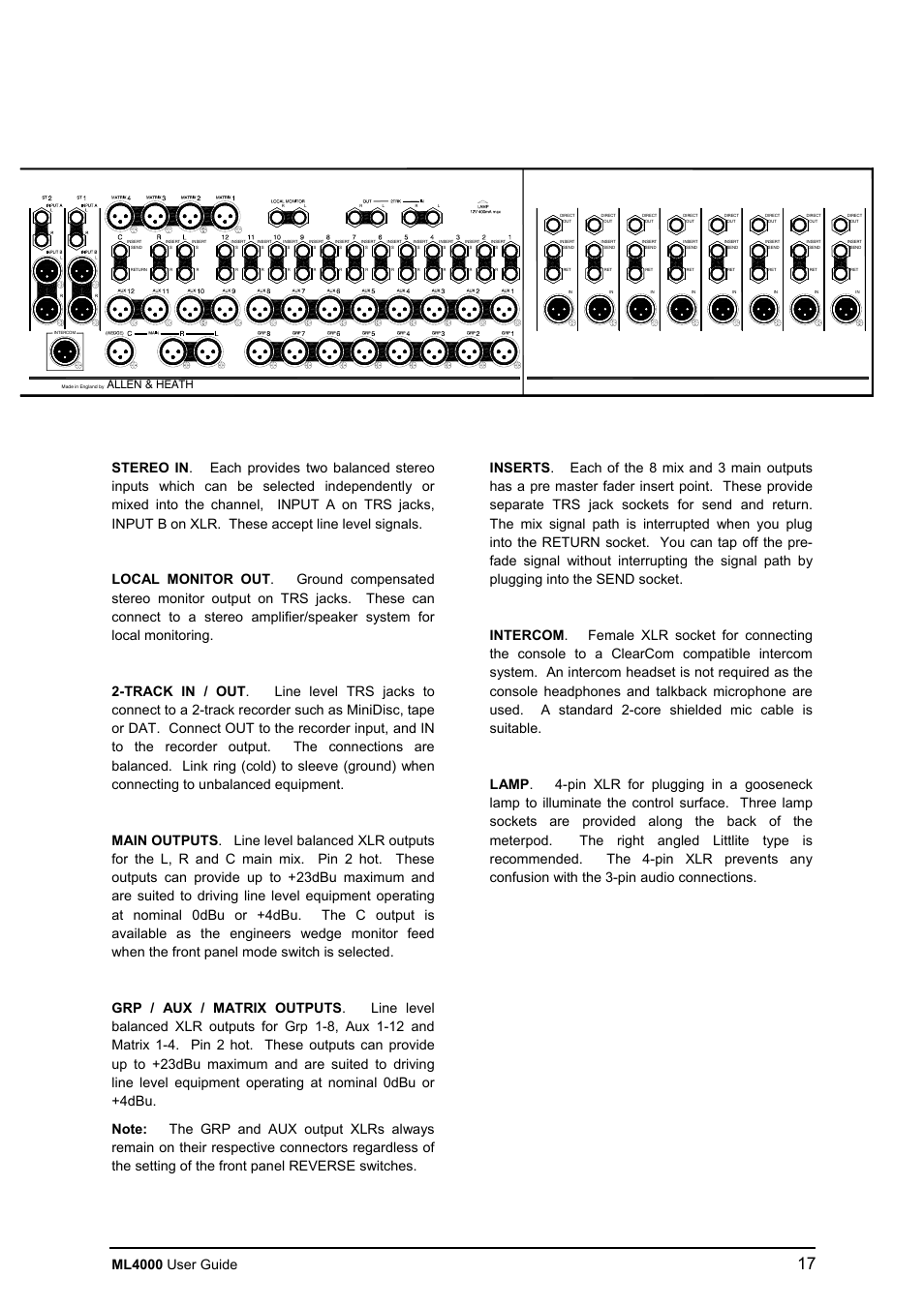 Ml4000 user guide, Allen & heath | Allen&Heath ML4000 USER GUIDE User Manual | Page 17 / 56