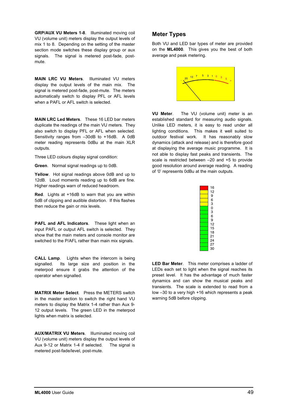 Meter types | Allen&Heath ML4000 USER GUIDE User Manual | Page 49 / 56