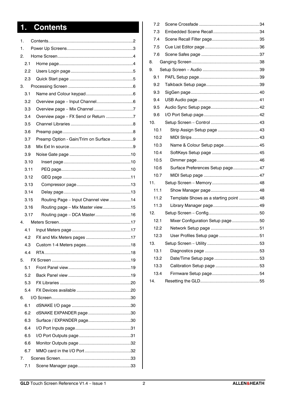 Allen&Heath GLD-112 Reference Guide User Manual | Page 2 / 55