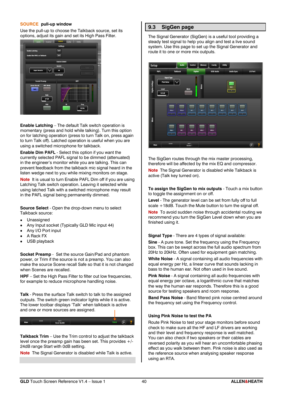 Signal generator | Allen&Heath GLD-112 Reference Guide User Manual | Page 40 / 55