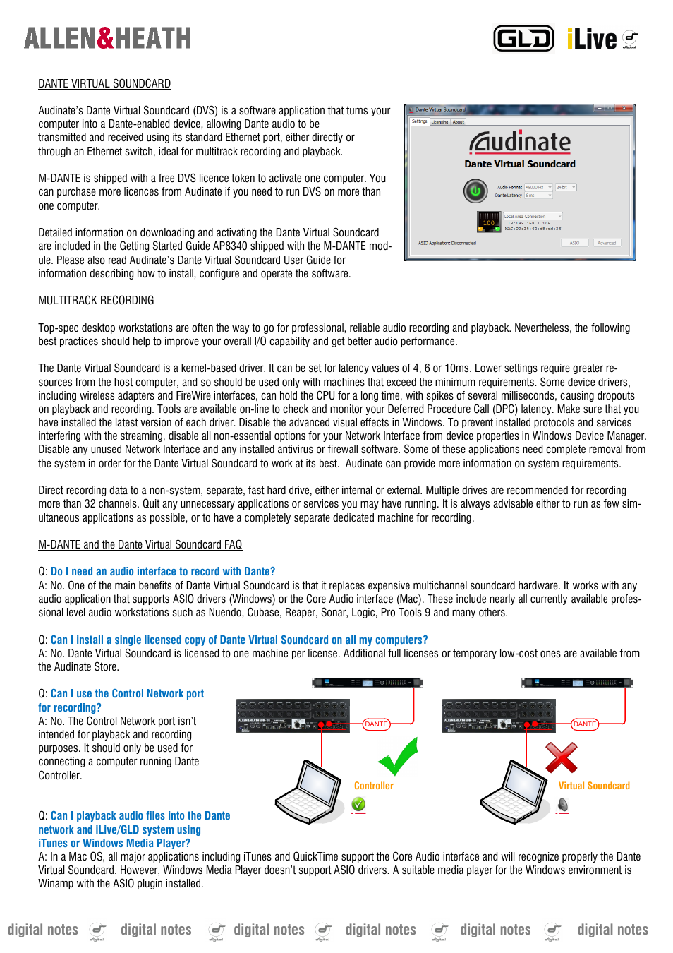 Allen&Heath M-DANTE User Manual | Page 2 / 4