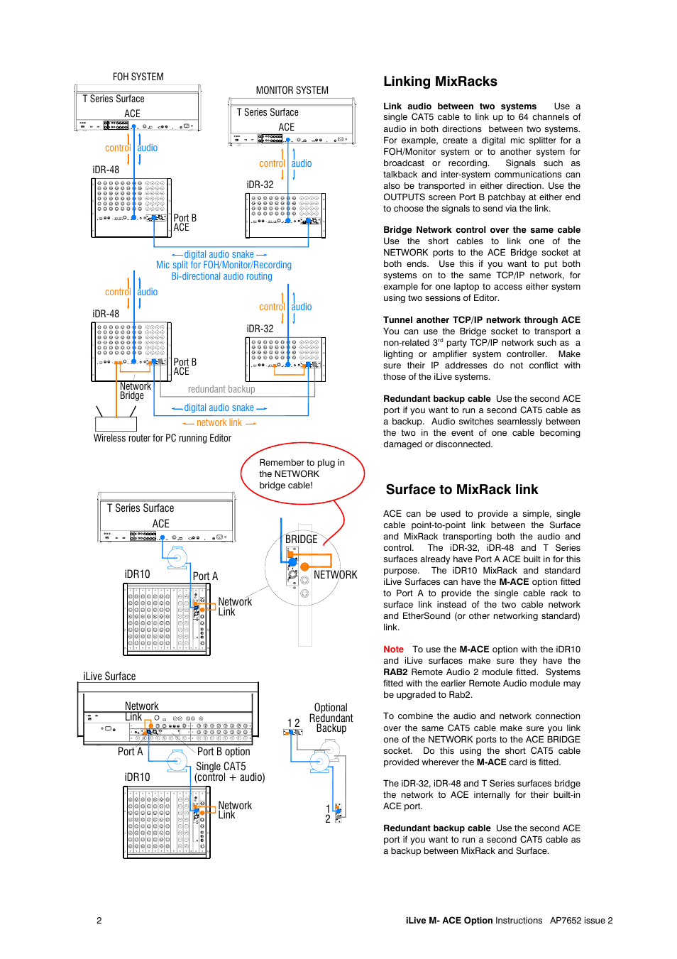 Linking mixracks, Surface to mixrack link | Allen&Heath M-ACE User Manual | Page 2 / 3