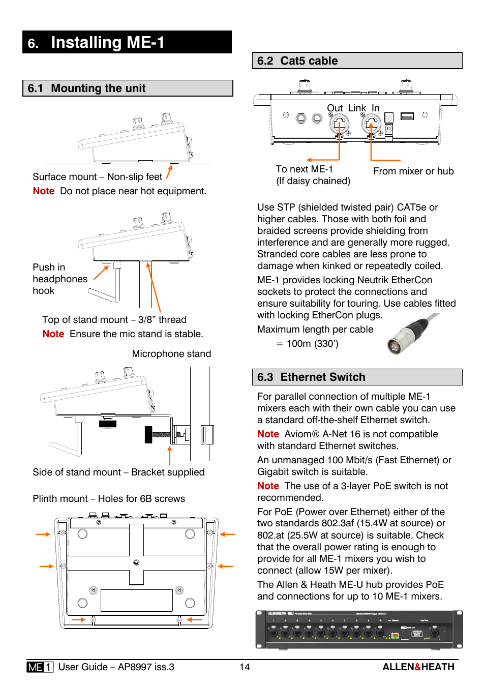 Installing me-1 | Allen&Heath ME-1 User Manual | Page 14 / 32