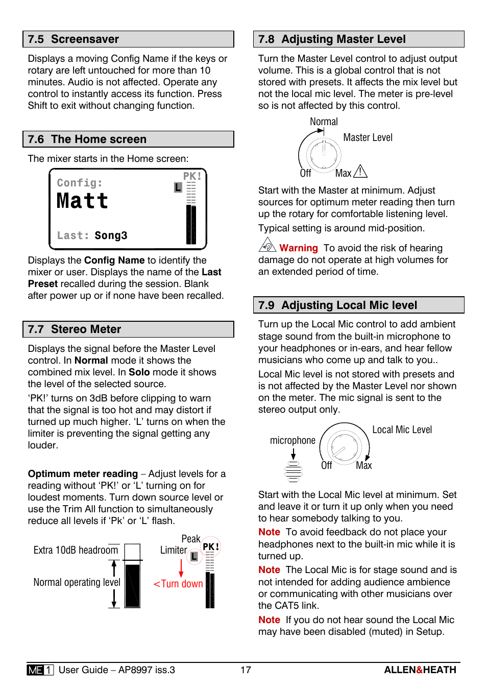 Matt | Allen&Heath ME-1 User Manual | Page 17 / 32