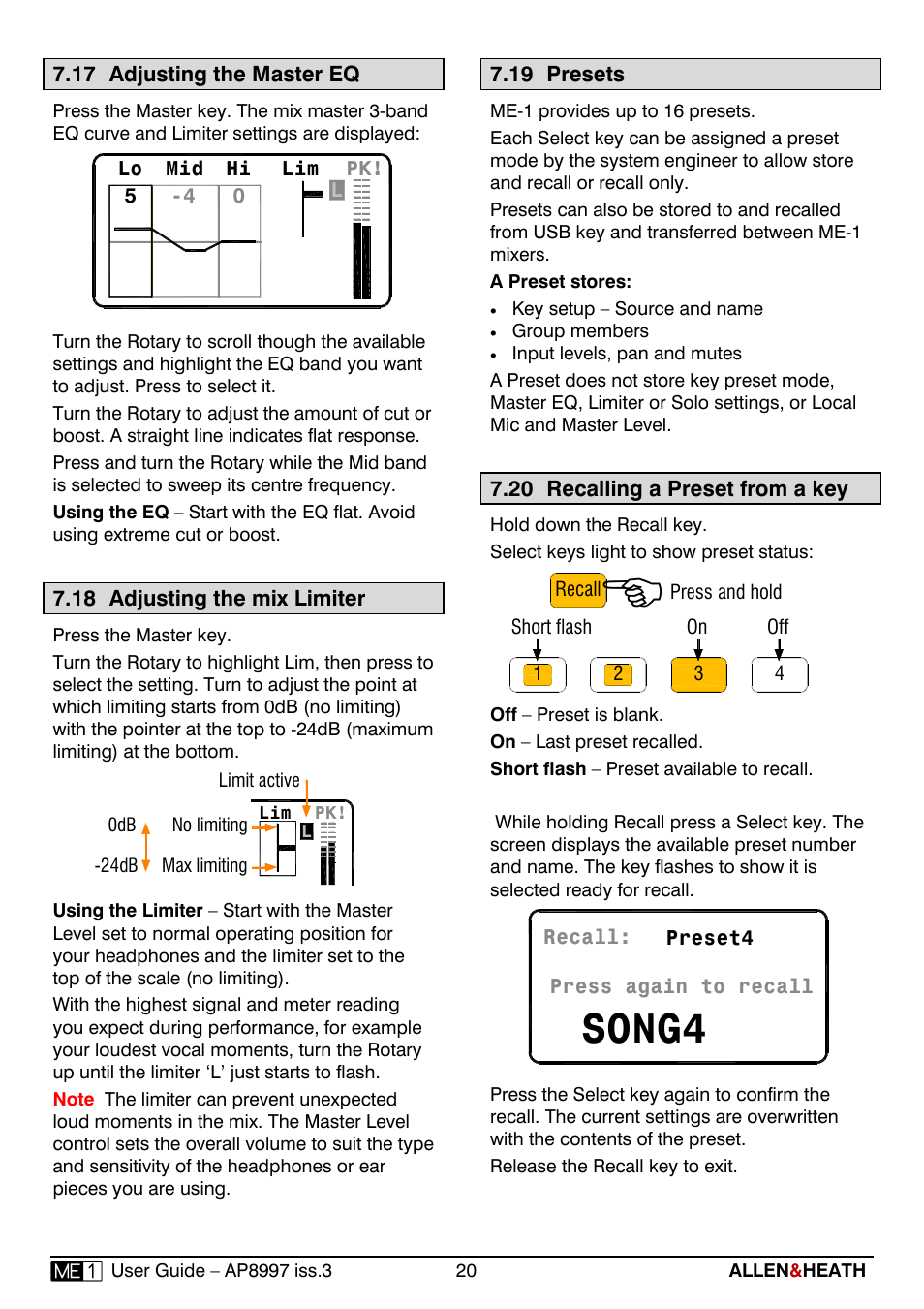 Song4 | Allen&Heath ME-1 User Manual | Page 20 / 32